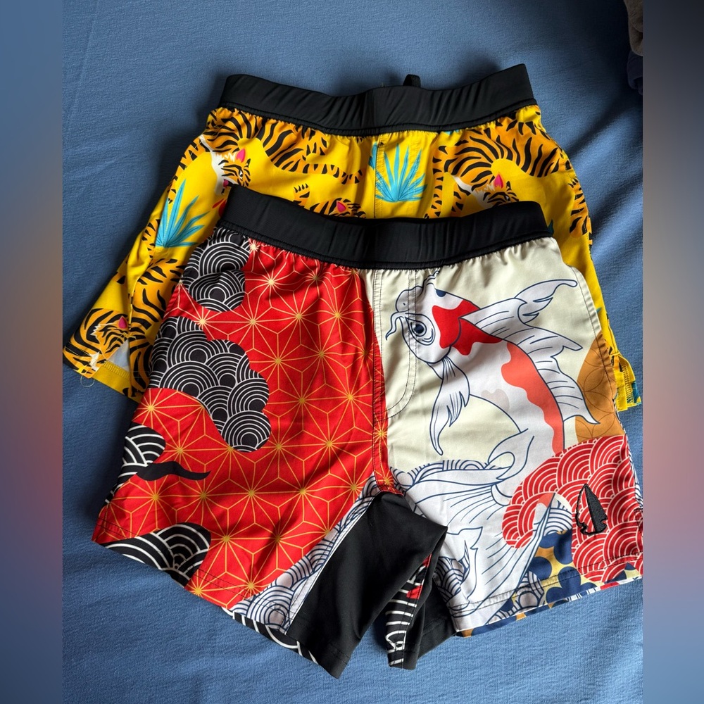 TacHuntFish Koi & Tiger Print Active Shorts